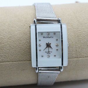 WoMaGe 9366 White Rectangle Fashionable Thin Women's Analog Quartz Wrist Watch
